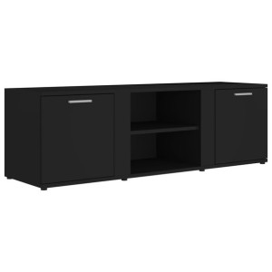 Szafka pod TV, czarna na wysoki połysk, 120x34x37 cm