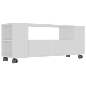 Szafka pod TV, wysoki połysk, biała, 120x35x43cm, płyta wiórowa