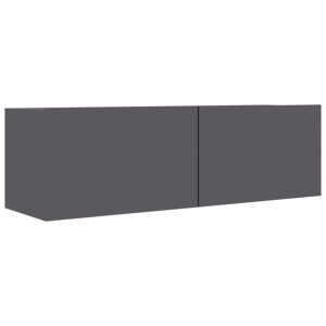 Szafka TV, szara, wysoki połysk, 100x30x30 cm, płyta wiórowa