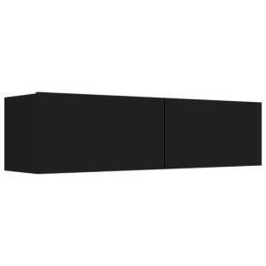 Szafka TV, wysoki połysk, czarna, 120x30x30 cm, płyta wiórowa