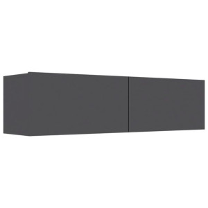Szafka TV, wysoki połysk, szara, 120x30x30 cm, płyta wiórowa