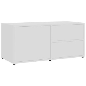 Szafka pod TV, biała, wysoki połysk, 80x34x36 cm, płyta wiórowa