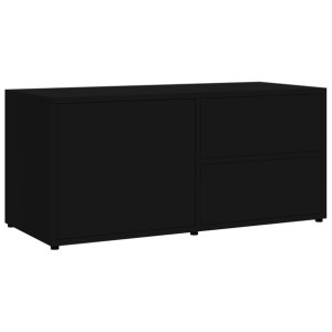 Szafka TV, czarna, wysoki połysk, 80x34x36 cm, płyta wiórowa