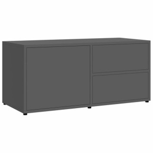 Szafka pod TV, szara, wysoki połysk, 80x34x36 cm, płyta wiórowa