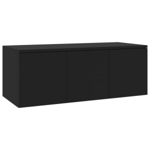Szafka pod TV, czarna, 80x34x30 cm, płyta wiórowa