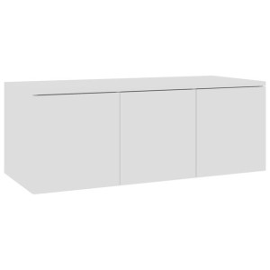 Szafka pod TV, biała, wysoki połysk, 80x34x30 cm, płyta wiórowa