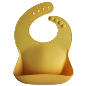 Mushie Śliniak Silikonowy Mineral Yellow Kieszonką
