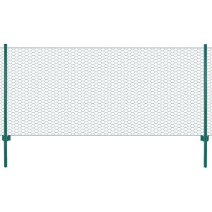Siatka ogrodzeniowa ze słupkami, stal, 25 x 0,5 m, zielony