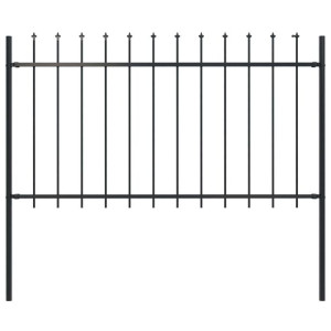 Panele ogrodzeniowe z grotami, stal, 1,7 x 1 m, czarne