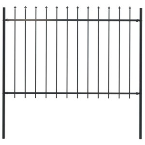 Panele ogrodzeniowe z grotami, stal, 1,7 x 1,2 m, czarne