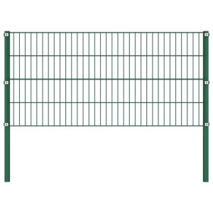 Panel ogrodzeniowy ze słupkami, żelazny, 1,7 x 0,8 m, zielony