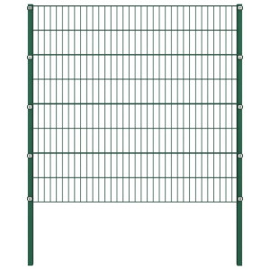 Panel ogrodzeniowy ze słupkami, żelazny, 1,7 x 1,6 m, zielony