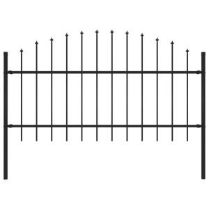 Panel ogrodzeniowy z grotami (1-1,25) x 1,7 m, stal, czarny