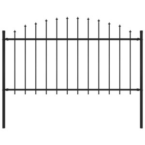 Panel ogrodzeniowy z grotami, stal, (1,25-1,5) x 1,7 m, czarny