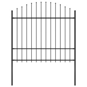 Panel ogrodzeniowy z grotami, stal, (1,5-1,75) x 1,7 m, czarny
