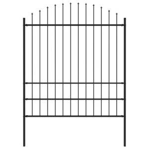 Panel ogrodzeniowy z grotami, stal, (1,75-2) x 1,7 m, czarny