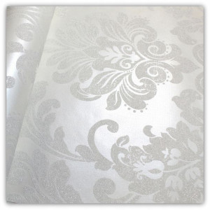 Tapety Tapeta Glamour Ecru Ornament Z Brokatem
