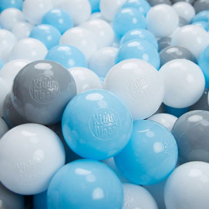 KiddyMoon Plastikowe piłeczki 6cm 50szt, szary-biały-babyblue