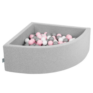 KiddyMoon Suchy basen trójkątny z piłeczkami 7cm, 90x30cm/200 piłek