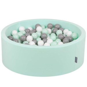 KiddyMoon Suchy basen okrągły pianowy z 200 piłeczkami 7cm