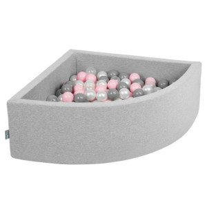 KiddyMoon Suchy basen trójkątny piankowy z 200 piłeczkami 7cm, jasnoszary