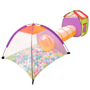 Plac zabaw 3w1 z 200 piłeczkami 6cm, mix: biały-żółty-róż-babyblue-turkus