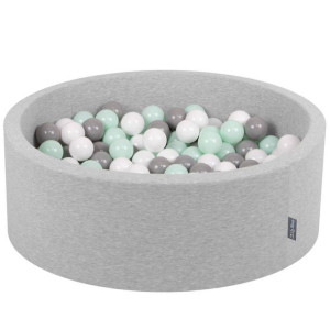 KiddyMoon Suchy basen okrągły piankowy z 300 piłeczkami 7cm