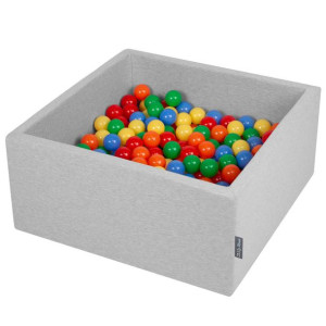 Suchy basen kwadrat 90x40 z 300 kulkami 7cm, żółty-ziel-nieb-czerw-pomarańc