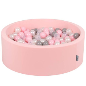 KiddyMoon Suchy basen okrągły piankowy z 200 piłeczkami 7cm