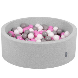 KiddyMoon Suchy basen okrągły piankowy z 200 piłeczkami 7cm