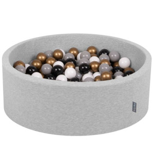 KiddyMoon Suchy basen okrągły piankowy z 200 piłeczkami 7cm