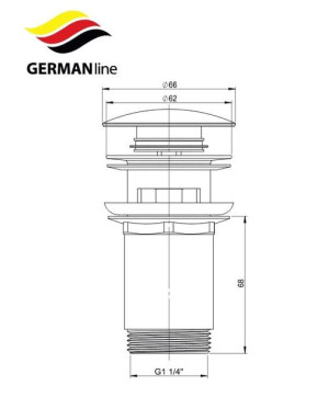 German Line Klik Klak Z Grzybkiem Dużym Okrągłym Bez Przelewu Czyszczony Od