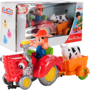 Traktor Farmera Z Przyczepką Jeździ Śpiewa