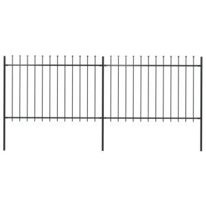 Ogrodzenie z prętów z grotami, stalowe, 3,4 x 1,2 m, czarne