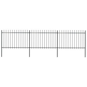 Ogrodzenie z prętów z grotami, stalowe, 5,1 x 1,2 m, czarne