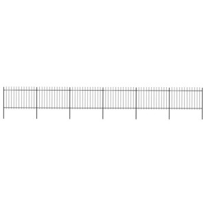Ogrodzenie z prętów z grotami, stalowe, 10,2 x 1,2 m, czarne