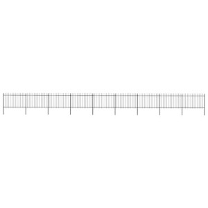 Ogrodzenie z prętów z grotami, stalowe, 15,3 x 1,2 m, czarne