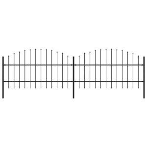 Panele ogrodzeniowe z grotami, stal, (0,75-1) x 3,4 m, czarne