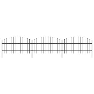 Panele ogrodzeniowe z grotami, stal, (0,75-1) x 5,1 m, czarne