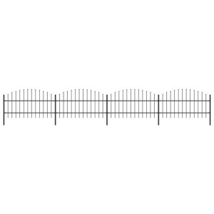 Panele ogrodzeniowe z grotami, stal, (0,75-1) x 6,8 m, czarne