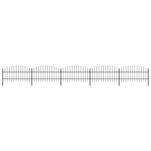 Panele ogrodzeniowe z grotami, stal, (0,75-1) x 8,5 m, czarne