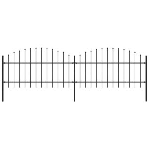 Panele ogrodzeniowe z grotami, stal, (1-1,25) x 3,4 m, czarne