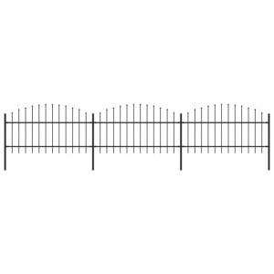 Panele ogrodzeniowe z grotami, stal, (1-1,25) x 5,1 m, czarne