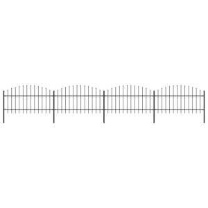 Panele ogrodzeniowe z grotami, stal, (1-1,25) x 6,8 m, czarne