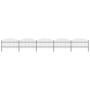 Panele ogrodzeniowe z grotami, stal, (1-1,25) x 8,5 m, czarne