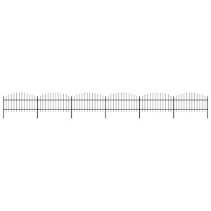 Panele ogrodzeniowe z grotami, stal, (1-1,25)x10,2 m, czarne