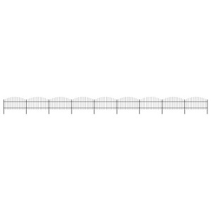 Panele ogrodzeniowe z grotami, stal, (1-1,25) x 15,3 m, czarne