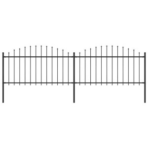 Panele ogrodzeniowe z grotami, stal, (1,25-1,5) x 3,4 m, czarne
