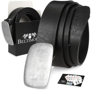 Beltimore skórzany pasek męski czarny szeroki premium W38