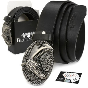 Beltimore skórzany pasek męski czarny szeroki premium W40